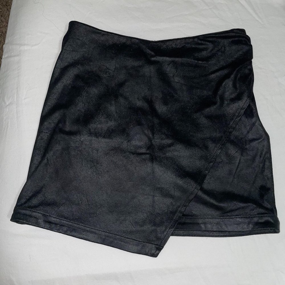 Free People Black Vegan Leather Skirt